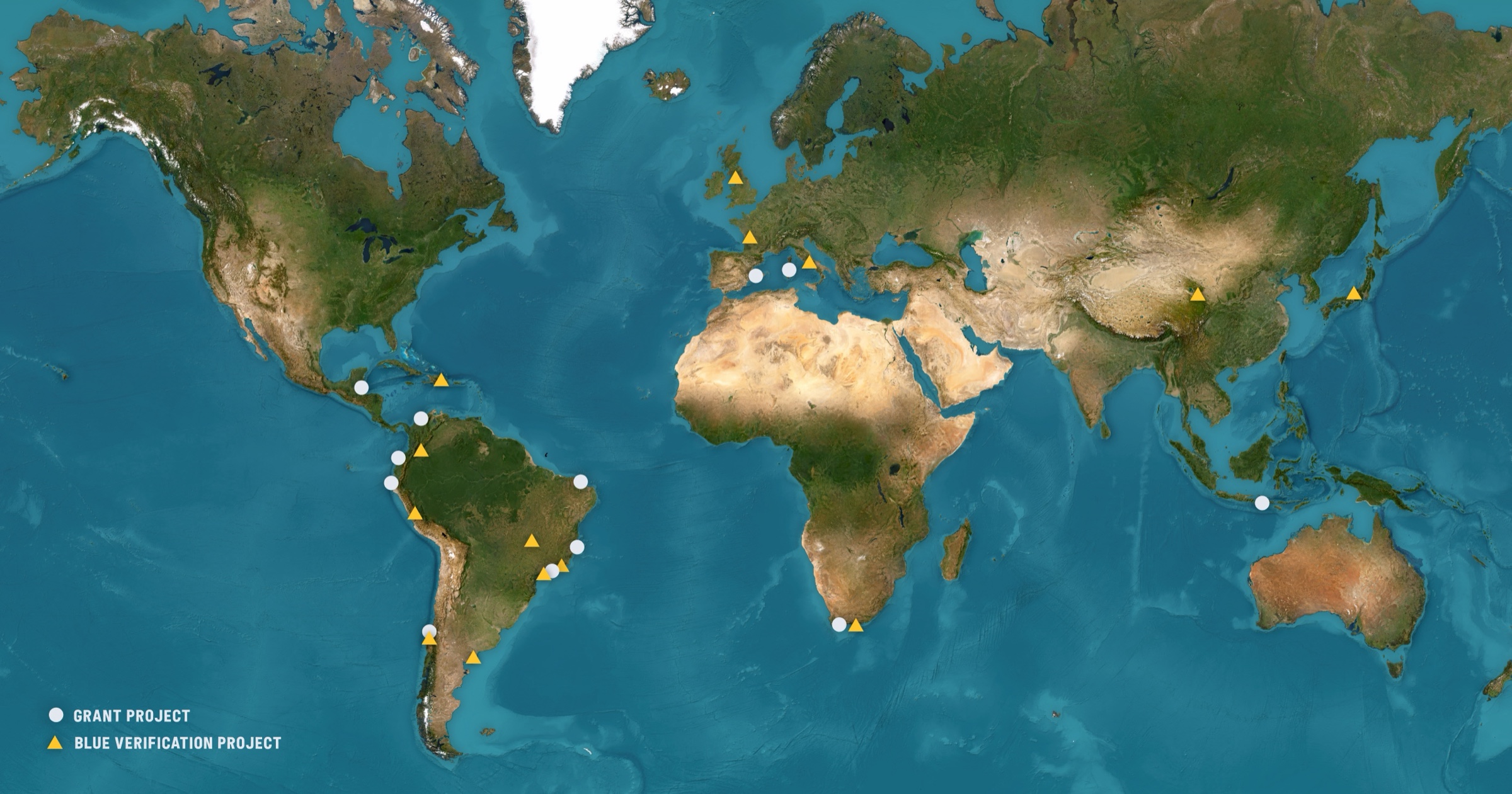Impact map &mdash; Grant projects and Blue Verification projects worldwide